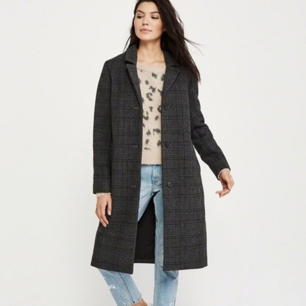 Abercrombie & Fitch Gray Plaid Coat XL